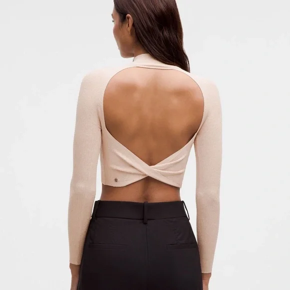 NEW WITH TAGS Lululemon Athletica GLITTER KNIT TWIST BACK LONG SLEVE - Picture 2 of 6